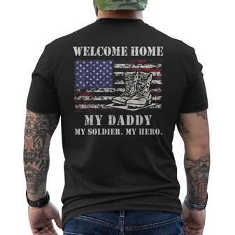 Welcome Home My Daddy Military Dad Soldier Homecoming Retro Men's T-shirt Back Print - Seseable