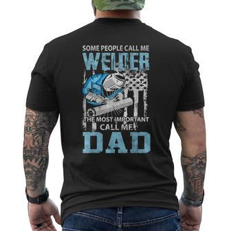 Welder Dad Fathers Day Daddy Men Welding Dad Men's T-shirt Back Print - Seseable