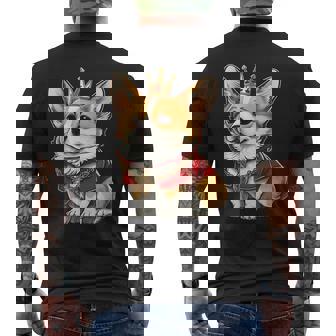 Welsh Corgi Pembroke King With Imperial Crown In Red Robe Men's T-shirt Back Print - Thegiftio UK