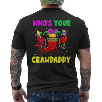 Whos Your Crawdaddy Crawfish Jester Beads Mardi Gras Men's Back Print T-shirt | Mazezy