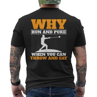 Why Run And Puke Hammer Throw Track And Field Hammer Thrower Men's Back Print T-shirt | Mazezy