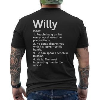 Willy Name Definition Meaning Interesting Men's T-shirt Back Print - Seseable