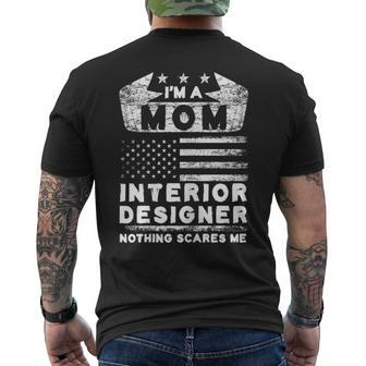 Womens Mom Interior Designer Usa Flag Mother Decorator Architect T Men's Crewneck Short Sleeve Back Print T-shirt