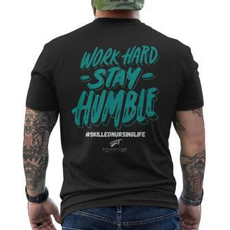 Work Hard- Stay Humble- Folsom Care Center Men's Back Print T-shirt | Mazezy