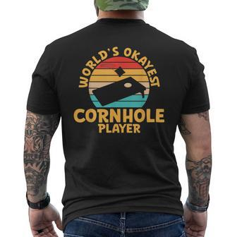 World Okayest Cornhole Player Funny Cornhole  Mens Back Print T-shirt