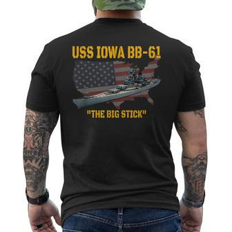 World War Ii Warship Uss Iowa & Ww2 Bb-61 Battleship Veteran Men's T-shirt Back Print - Seseable