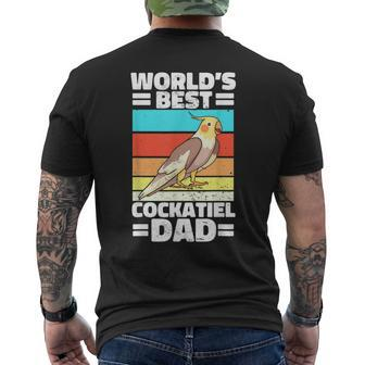 Worlds Best Cockatiel Dad Parrot Cockatoo Weiro Bird Lover Men's Back Print T-shirt | Mazezy