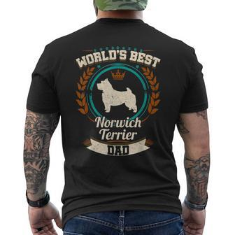 Worlds Best Norwich Terrier Dad Dog Owner Men's Back Print T-shirt | Mazezy