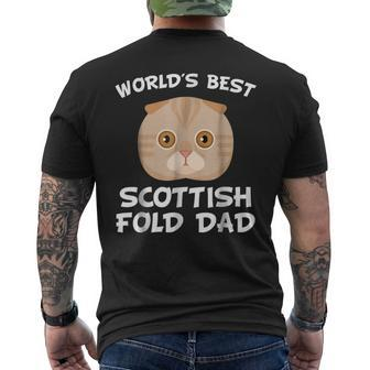 Worlds Best Scottish Fold Dad Cat Owner Men's Back Print T-shirt | Mazezy