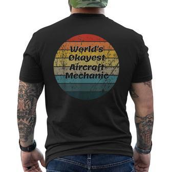 Worlds Okayest Aircraft Mechanic Vintage Sunset 60S 70S Mens Back Print T-shirt | Mazezy