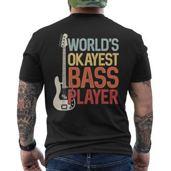 Worlds Okayest Bass Player Bassists Musician Men's T-shirt Back Print - Seseable