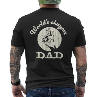 Mens Worlds Okayest Dad T Shirt Fathers Day Men's Back Print T-shirt | Mazezy