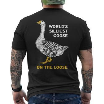 Worlds Silliest Goose On The Loose Men's Back Print T-shirt | Mazezy AU