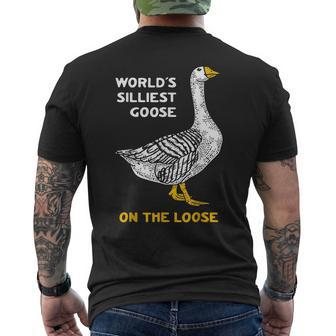 Worlds Silliest Goose On The Loose T Men's Back Print T-shirt | Mazezy
