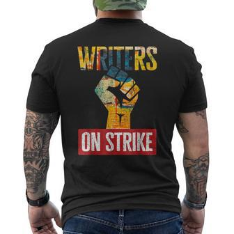 Writers Rights Guild Of America On Strike Anti Ai Chat Bots Mens Back Print T-shirt | Mazezy
