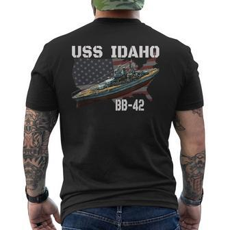 Ww2 American Battleship Uss Idaho Bb-42 Warships Veterans Men's T-shirt Back Print - Seseable