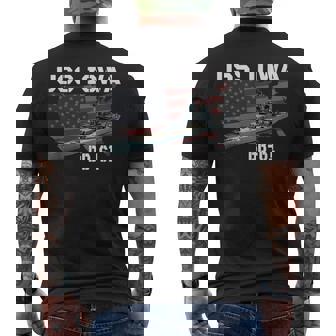 Ww2 American Battleship Uss Iowa Warship Bb-61 Veterans Men's T-shirt Back Print - Seseable
