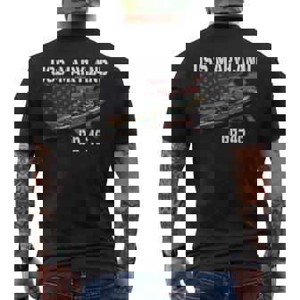 Ww2 American Battleship Uss Maryland Bb-46 Warships Veterans Men's T-shirt Back Print - Seseable