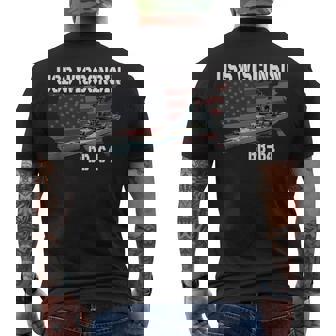 Ww2 American Battleship Uss Wisconsin Bb-64 Warships Veteran Men's T-shirt Back Print - Seseable