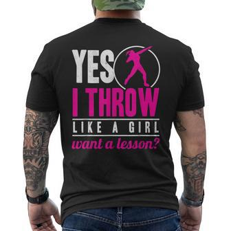 Yes I Throw Lika A Girl Shot Putter Track And Field Shot Put Men's Back Print T-shirt | Mazezy