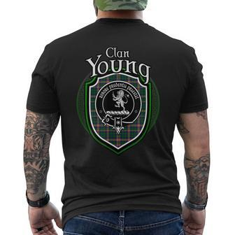 Young Clan Crest | Scottish Clan Young Family Crest Badge Mens Back Print T-shirt - Seseable