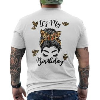 13 Years Old Girl 13Th Birthday Messy Bun Happy Birthday 13 Men's Back Print T-shirt | Mazezy