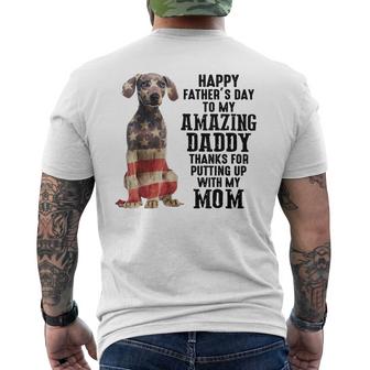 Us Flag Weimaraner Dad Happy Fathers Day To My Amazing Daddy Mens Back Print T-shirt