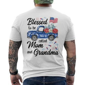 4Th July American Flag Patriotic Blessed Mom Grandma For Women Men's Back Print T-shirt | Mazezy