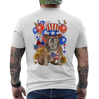 4Th Of July English Bulldog Mom Dad Patriotic American Flag Men's Back Print T-shirt | Mazezy
