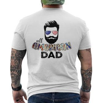 All American Dad Wear Glasses American Flag Men's Crewneck Short Sleeve Back Print T-shirt