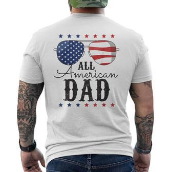 All American Dad 4Th Of July Us Flag Fathers Day Daddy Men's T-shirt Back Print - Thegiftio UK