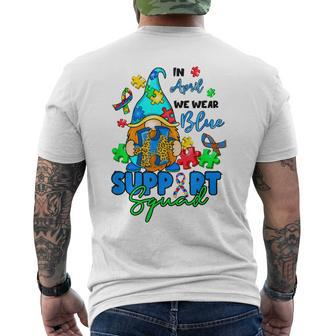 I April We Wear Blues Gnomes Autism Awareness Men's Back Print T-shirt | Mazezy