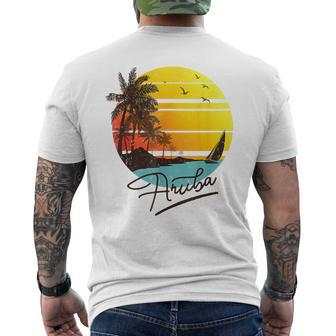 Aruba Retro Summer Tropical Beach Retro Vintage Vacation Mens Back Print T-shirt | Mazezy