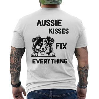 Aussie Kisses Fix Everything Dad Australian Shepherd Mens Back Print T-shirt | Mazezy