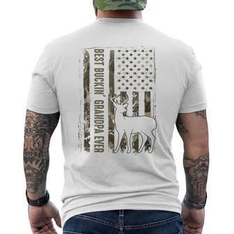 Best Buckin Grandpa Ever American Flag Camo Deer Hunting Gift For Mens Mens Back Print T-shirt - Seseable