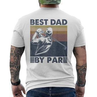 Mens Best Dad By Par Golfer Golf Disc Golf Club Swing Retro Men's T-shirt Back Print - Seseable