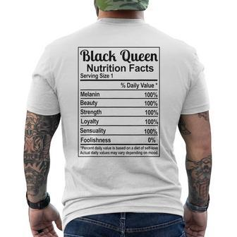 Black Queen Nutrition Facts Black History Month Pride V2 Men's T-shirt Back Print - Seseable