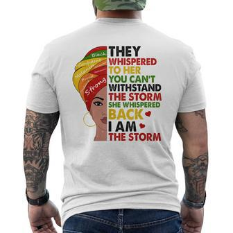 Black History Month African Woman Afro I Am The Storm V8 Men's T-shirt Back Print - Seseable
