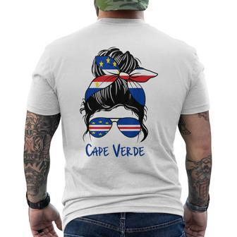 Cape Verde Girl Cape Verdean Girl Cabo Verde Woman Flag Men's Back Print T-shirt | Mazezy
