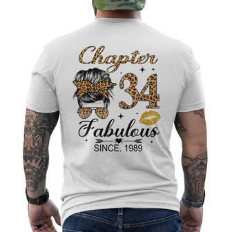 Chapter 34 Fabulous Since 1989 34Th Birthday Messy Bun Men's T-shirt Back Print - Seseable