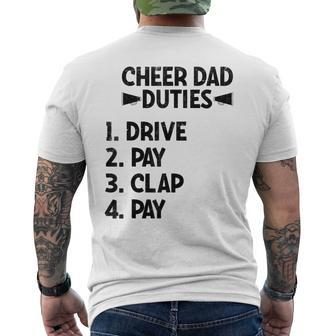 Cheerleading Papa Cheer Dad Duties Drive Pay Clap Gift For Mens Mens Back Print T-shirt | Mazezy CA