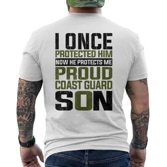Coast Guard Son Now She Protects Me Proud Coast Guard Son Men's T-shirt Back Print - Seseable