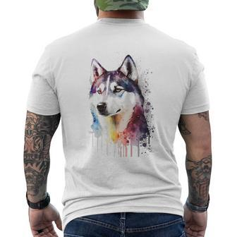 Colorful Siberian Husky Dog Lover Dad Mom Boy Girl Funny Mens Back Print T-shirt | Mazezy
