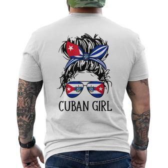 Cuban Girl Messy Hair Cuba Flag Coat Of Arms Men's Back Print T-shirt | Mazezy