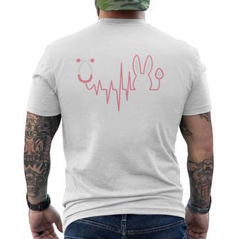 Cute Easter Bunny Heart Beat Stethoscope Men's T-shirt Back Print - Thegiftio