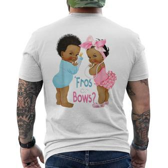 Cute Fros Or Bows Gender Reveal Baby Shower Men's T-shirt Back Print - Seseable