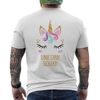 Cute Unicorn Squad Birthday Baby Shower Party Men's Back Print T-shirt | Mazezy