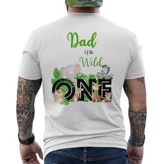 Dad Of The Wild One Zoos Happy Birthday Jungle Animal Men's T-shirt Back Print - Thegiftio UK