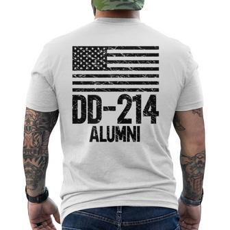 Dd214 Alumni Patriotic Us Military Vintage Veterans Day Mens Back Print T-shirt | Mazezy