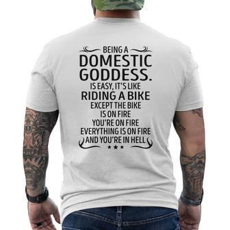 Being A Domestic Goddess Like Riding A Bike Men's T-shirt Back Print - Seseable